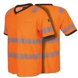 PRO FIT Warnschutz T-Shirt – Atmungsaktiv, Arbeits-Shirt, Allergiker geeignet, Herren, Damen, Reflexstreifen, UV-Schutz, Neonorange, Gr. XXL