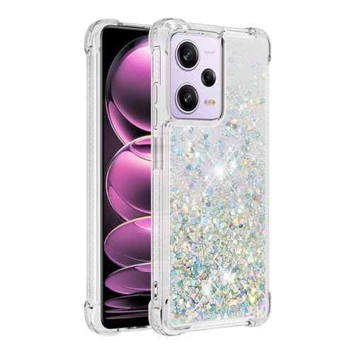 Nadoli Glitzer Treibsand Hülle für Xiaomi Redmi Note 12 4G,Silikon Stoßfest Handyhülle Transparent TPU Bumper Schutzhülle Flüssig Durchsichtig Quicksand Case