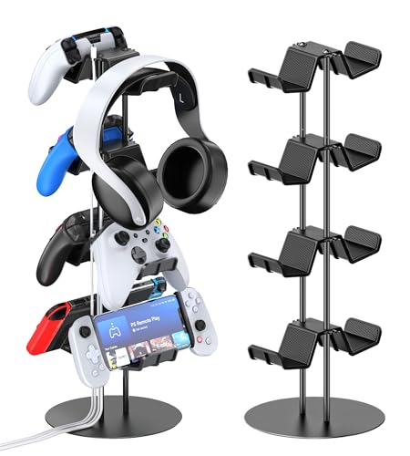 Kytok Controller-Ständer mit 4 Ebenen mit Kabel-Organizer für Schreibtisch, universeller Kopfhörerständer, kompatibel mit Xbox, PS5, PS4, Nintendo Switch, Headset-Halter und Schreibtischhalterungen