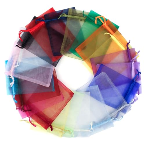 Organza -Taschen, 100 -Punkte -Taschen, Drawess Mesh Geschenkstücken, gemischte Farbschmucktaschen, Party mit hoher Dichtefürfe für Geburtstags Weihnachtsfestival