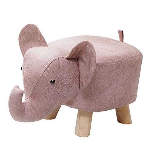 Milageto Tierhocker Sofa Teehocker Holzaufbewahrung Tragbarer multifunktionaler Kinderhocker aus Holz Elefant Bank für Dekor Schlafzimmer Spielzimmer, Rosa Elefanten