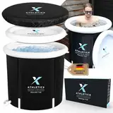 Athleticx Premium Eisbad XXL, Faltbare badewanne Erwachsene, Faltbare Aufblasbare Eistonne für Sportler, Sitzbad - Inklusive Isolierender Abdeckung, Deckel, Aufbewahrungstasche und Handpumpe