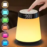 Lichtwecker Sonnenaufgang Wecker Bluetooth -Lautsprecher mit Lichter, mehrfarbige, dimmbare Nachtlampe für Schlafzimmer, Schlafenhilfe, Schallmaschine mit weißem Geschenke für Jungen Mädchen Mädchen