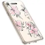 MoreChioce kompatibel mit Sony Xperia XZ1 Hülle,Xperia XZ1 Handyhülle Blume,Ultra Dünn Transparent Silikon Schutzhülle Clear Crystal Rückschale Tasche Defender Bumper,Blumenzweig #28