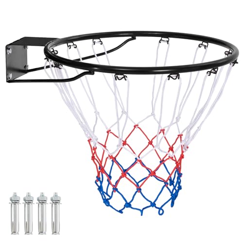 GOPLUS Basketballkorb Indoor, Ø45 cm Basketballring mit Netz & Schrauben, Basketball Korb Outdoor zur Montage an Wand/Tür/Rückenbrett, Basketball Hoop für Kinder Jugendliche Erwachsene (Schwarz)