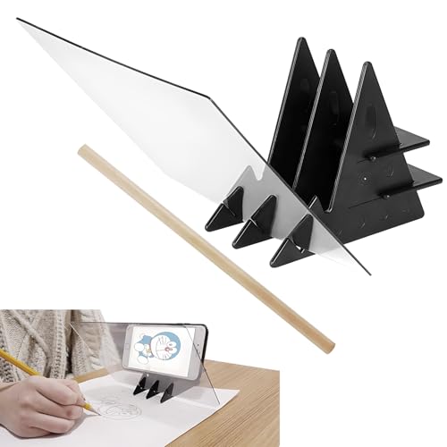 DIY Zeichenbrett Projektor, Zeichenbrett Zeichnen, Reflexion Zeichenprojektor, Optisches zeichenbrett aus Acryl für Kinder, Anfänger, Künstler, Zeichenhilfe und Skizzierwerkzeug (Schwarz)