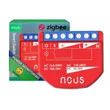 NOUS ZigBee Smart Switch Module mit Leistungsmessung, 1 Kanal, AC 16A/DC 10A, Trockenkontakte, ZigBee 3.0 Hub erforderlich, Kompatibel mit Alexa, Google Assistant, Home Assistant, Tuya Smart Life App