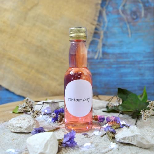 Mini-Flasche mit 40 ml Erdbeer-Likör, mit Schachtel und personalisiertem Etikett – Souvenir für Hochzeit und Taufe | Niedlich | Geschenk für Hochzeit oder Gast | kleine Flasche Alkohol