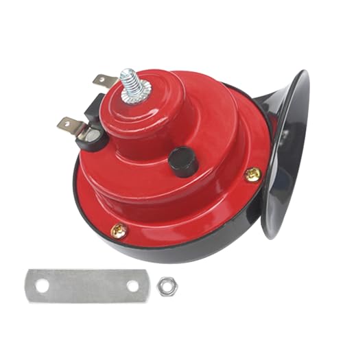 Schneckenhupe,Hupe Autohupe Laut 115dB,Autohorn 12V,Hörner Signalhorn 12V,Einzelton-Tone Air Horn,Lufthupe,Wasserdicht Schneckenhupe für Auto,Motorrad,Lkw,Boot (Rot)