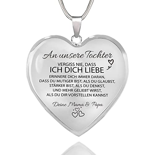 HAYOUWAY Weihnachtsgeschenke für Frauen Mädchen Kette Herz Halskette für Damen, Mutter An Meine Tochter Kette Geschenk mit Spruch Herz Anhänger Geburtstag Graduierung Hochzeit Geschenk für Tochter