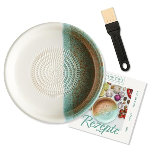 evergrate Keramikreibe Dipschale im Motiv Ice mit Küchenpinsel und Rezeptheft