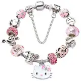 YEHUIMEI 1 Stück Armbänder,Kitty Armband, Edelstahl Mädchen Armband, Charm Armband, Edelstahl Armreif, Mädchen Armbänder, Katze Personalisierte Armbänder, Geschenk Für Mädchen Und Kinder(17Cm)