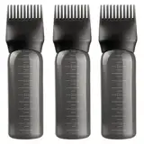 Gezimetie Wurzelkamm-Applikatorflasche, Haaröl-Applikatorbürste, Haarölflasche für Haarwurzeln, Farbapplikatorflasche, 170 ml mit abgestufter Skala, Schwarz, 3 Stück