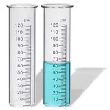 JUJOYBD 2X Ersatzgläser für Regenmesser, Glas mit Skala in l/m², Ersatz-Zylinder, Niederschlagsmesser, Messglas, Glaszylinder