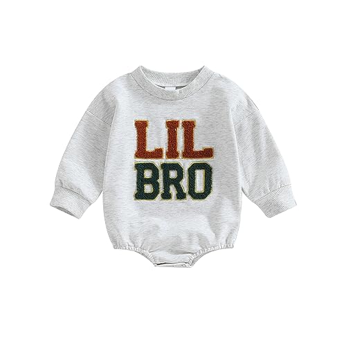 Baby Jungen Brudern Sweatshirt Matching Outfit Langarm Rundhalsausschnitt Brief Drucken Strampler Sweatshirt Big Bro Little Bro Herbst Jumpsuits Tops Shirts Für Jungen (Grau-A , 0-3 Months )