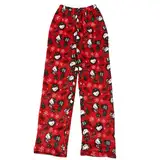 Hello Kἰtty Schlafanzug Damen Hosen Lang Flanell Schlafanzug Kawaii Baumwolle Warm Pyjama Schlafhose Weich Winter Anime Kuschelhose Geschenke Für Frauen Rot XXL