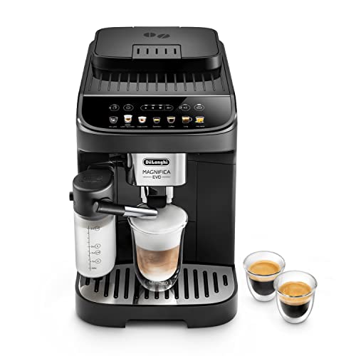 De'Longhi Magnifica Evo ECAM 292.81.B Kaffeevollautomat mit LatteCrema Milchsystem, 7 Direktwahltasten für Cappuccino, Espresso und weitere Kaffeespezialitäten, 2-Tassen-Funktion, Schwarz