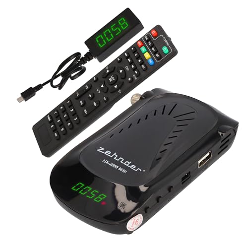 ZEHNDER HX 2600 Mini - Full HD DVB-S2 Receiver I externer IR Sensor mit LED Display I 2 in 1 Fernbedienung I USB Media Player I 12V Netzteil ideal für Camping