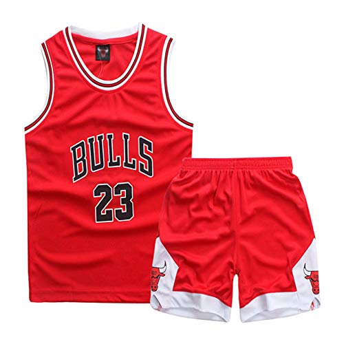 ISOVNUS Geek UP Kleine Jungen 2er-Set Basketball Trainings Ärmellos Trikot und Hose, Little Boys Basketball Training Jersey (13-15 Jahre, XXXL, Rot)