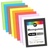 perfect ideaz - Moosgummi DIN-A4, 27 Blatt, 9 Farben, 29,7 x 21 cm (2 mm dick), farbiges Bastelmaterial für Kinder, Top Qualität