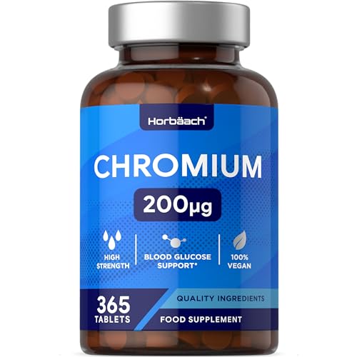 Chromium Picolinate 200 mcg Chrom pro Tablette | 365 Vegane Tabletten - Ein Jahr Vorrat | Hochdosiert | von Horbaach