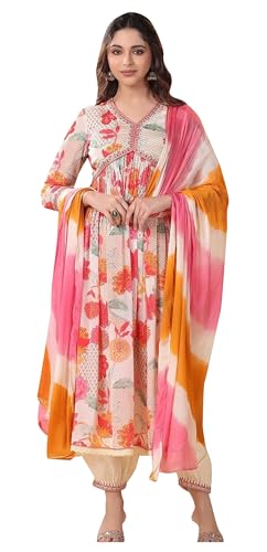 IMTRA FASHION Bedrucktes Kurti-Set Mit Dupatta-Tunikakleid Für Indische Damen