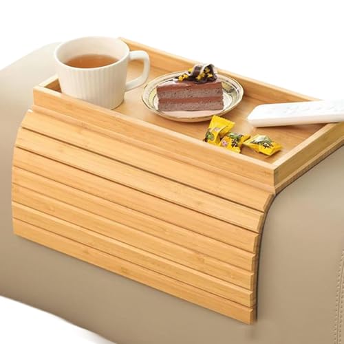 Couch-Tassen-Tablett, Sofa-Armlehnentisch, multifunktionaler Caddy Armablage, faltbarer Snack-Organizer, Wohnzimmer-Tassenhalter für Getränke, Telefon, Fernbedienung und Snacks