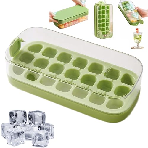 Vertikale Eiswürfelform, Eiswürfelform mit Deckel und Mülleimer, Eiswürfelform, Magic Ice Cube Maker, Einfaches Herauslösen, Schnelles Befüllen & Kein Berühren, Ice Cube Pop Out Tray für