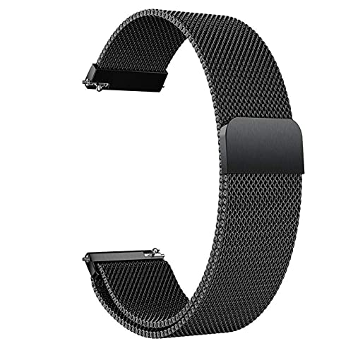 LYYLTX Edelstahl Mesh Uhrenarmband Metall Ersatz Armband Magnetverschluss Smartwatch Schnellverschluss Watch Uhren Ersatzband Für Damen Herren 14mm 16mm18mm 20mm 22mm 24mm (22mm,Schwarz)