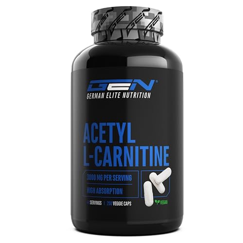Acetyl L-Carnitin - 250 Kapseln - 3000 mg pro Tagesportion - Premium: L-Carnitine als Acetyl Form - Hochdosiert - Vegan
