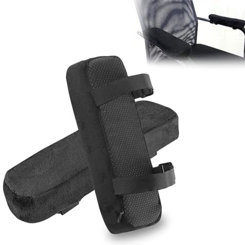 Leikurvo Armlehnen Pads, 2 Stück Ergonomische Armlehnen Polster, Bürostuhl Gaming Stuhl Armlehnen Polster, Elbow Support Kissen Ultraweich Ellenbogenkissen Pads, Schwarz