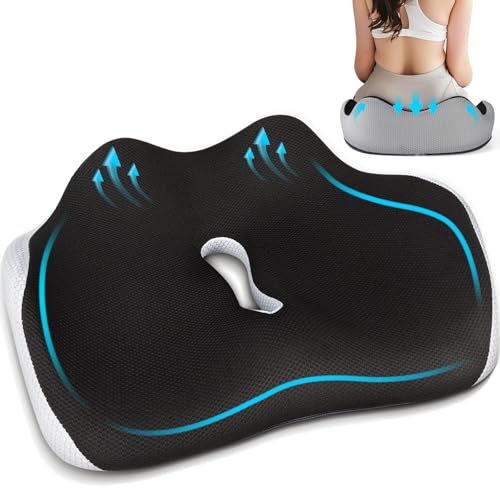 Memory-Sitzkissen für Bürostuhl Orthopädisches Sitzkissen, Memory Foam Steißbeinkissen, Ergonomisches Sitzkissen, Bürostuhl, Autositzkissen, Rollstuhlsitz Memory-Foam mit Waschbarer Bezug(Schwarz)