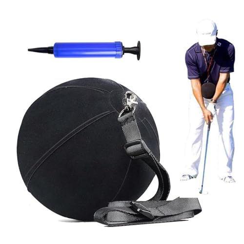 SUBORAWOS Golf Smart Aufblasbarer Ball, Golf Schwungtrainer, Trainingshilfe für Golf, Haltungskorrektur-Trainingsball für Männer, Frauen und Anfänger (Schwarz)