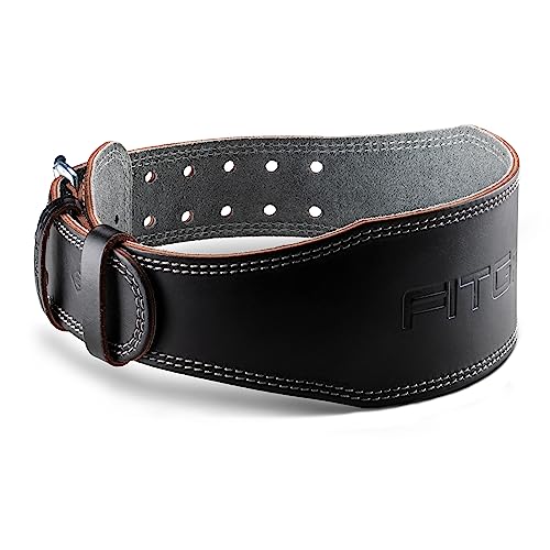 Fitgriff® Klassischer Gewichthebergürtel - 100% Leder - für Damen und Herren - Gürtel für Bodybuilding, Krafttraining, Gewichtheben - Classic Leather Weightlifting Belt (Black (4 inch), L)