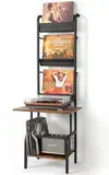 Bikoney Plattenspieler Schallplatten Aufbewahrung PlattenspielerStänder Schallplattenspieler-Tisch mit Vinyl-Schallplatten-Aufbewahrung für bis zu 200 Alben Schallplatten Wandhalterung Vinyl Display