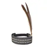 Boland 44092 - Stirnband Indianerin Weise Frau, beige-schwarz, dehnbar, mit Federn, Squaw, Wilder Westen, Kostüm, Karneval, Mottoparty