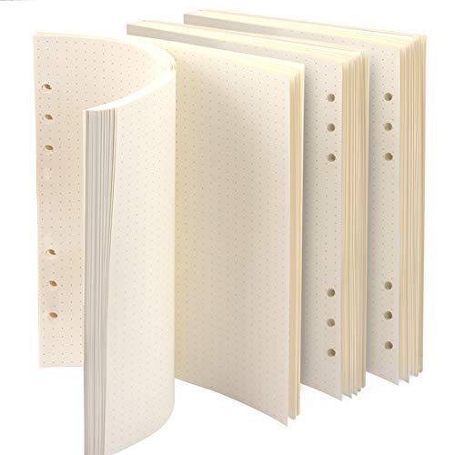 3 Packungen A5 Papier Gepunktet, FANDAMEI 6 Löcher 135 Blätter A5 Nachfüllpapier Nachfüllbare Refill Paper Nachfülleinlagen für A5 Notizbuch, Tagbuch, Skizze, Malerei