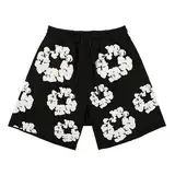 2-Teilig Tracksuit für Herren, Sommer Outfit T-Shirt und Shorts Set, Herren 2 Teiliges Y2K Hip Hop Kurzarm Tshirt und Hose Unisex Trainingsanzug Denim T Jogginganzug Männer mit Blumen Sportanzug