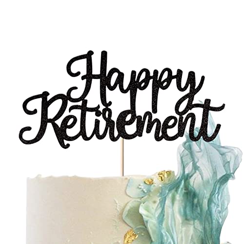 1 Stück Happy Retirement Cake Topper Ruhestand Kuchen Dekoration Retired Theme Kuchendekoration für Ruhestand Thema Geburtstag Party Kuchen Dekoendeko Schwarz