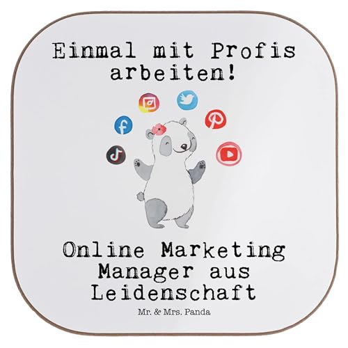 Mr. & Mrs. Panda Flaschenuntersetzer Online Marketing Manager Leidenschaft - Geschenk, Bierdeckel, Digital Marketing, Marketingmanager,