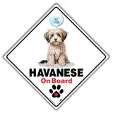 Havaneser On Board Schild, Havaneser Hund Autoschild, Havaneser Hund Autoschild, Havaneser Hunderasse, Fahrzeugschild, Hund an Bord, Saugnapf-Schild, 14 cm x 14 cm