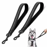 2 Stuck Hundeleine Kurz 30 cm,Kurze Leine für Hunde, Kurzleine Hund mit Gepolsterten Griff, Hundeleine Kurz um 360° Drehbar Reflektierend Nylon Hunde Schleppleine für Große und Mittlere Hund(Schwarz)