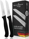 Schwertkrone 2er Messer-Set gerade Gemüsemesser scharf Küchenmesser Schälmesser Allzweckmesser rostfrei 3" Handabzug Dünnschliff - spülmaschinengeeignet (2, 3" - gerade)