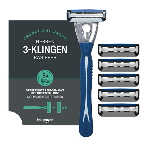 by Amazon Herrenrasierer mit 3-fach-Klinge + 5 Ersatzklingen