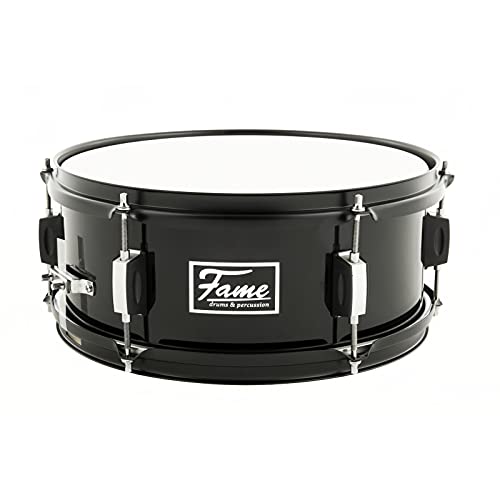 Fame First Step Snare Drum, 13"x5,5", Piano Black, Mischholz Kessel, Aluminium Hardware, Stahl Spannreifen, 6 Spannschrauben, Ideal für Anfänger und Musikschulen"