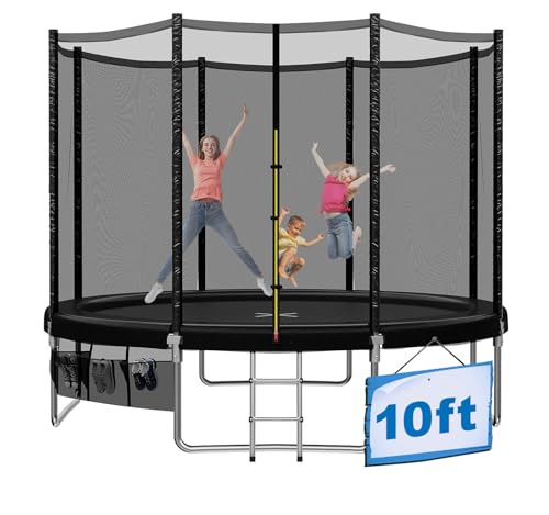 Devoko Trampolin Outdoor Ø 183/228/305/366/427 cm Indoor Trampolin Kinder Gartentrampoline, Komplettset mit Schuhnetz, Leiter, Randabdeckung, Sicherheitsnetz, Belastbarkeit 150 kg (Schwarz)