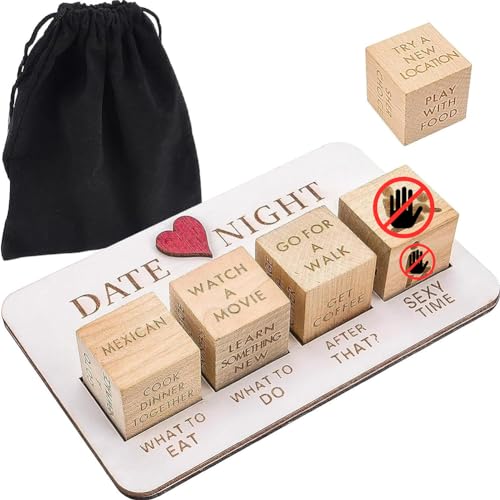 ARVALOLET Holz Romantische Paar Date Night Ideen Spielwürfel, Wiederverwendbare Lustige Entscheidungswürfel, Jahrestag Holzgeschenke