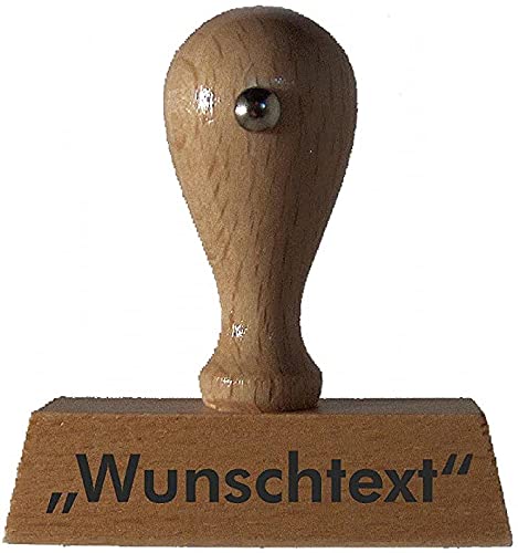 Holzstempel mit individueller Textplatte, Wunschtext, einzeilig, 4cm, gleich online gestalten