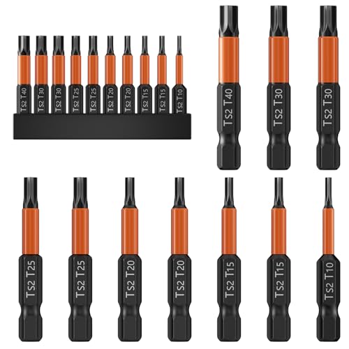 Newpop Bit Set(10Pcs), Torx Set, Bitsatz Lange Bits, Bitset 10 Stück Schraubendreher, T10, T15, T20, T25, T30, T40, für Computer Reparatur, Automobil Werkzeuge und Haushaltsgeräte