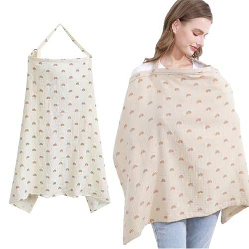 Goiern Stilltuch, Musselin Stillschal für Unterwegs, Decken für die stillschürze Mutter mit Bogen-Halslinie, Breastfeeding Cover Nursing Cover für Mutter und Baby